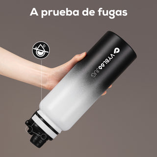 VYBLOOJUG Termo con Popote Tapa Hermética Degradado en Blanco y Negro