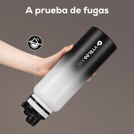 VYBLOOJUG Termo con Popote Tapa Hermética Degradado en Blanco y Negro