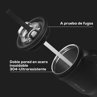 VyblooJug Fizz Sombrío Taza de Acero Inoxidable con Tapa y Asa Para uso en Vehículos