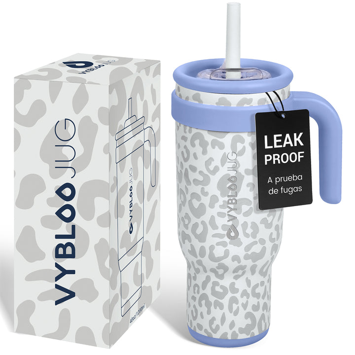 VyblooJug Leopardo Crema Taza Térmica Para Auto | 40oz