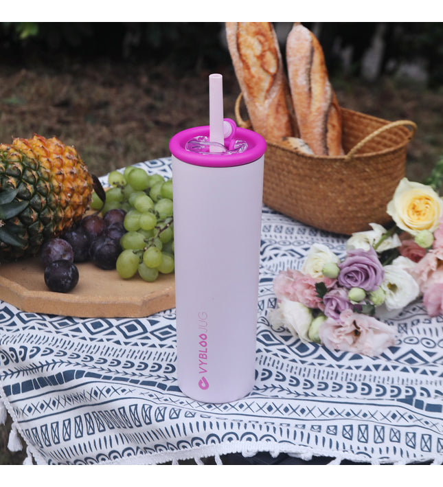 VyblooJug Pétala Termos para Cafe con Pajita y tapa Doble Pico