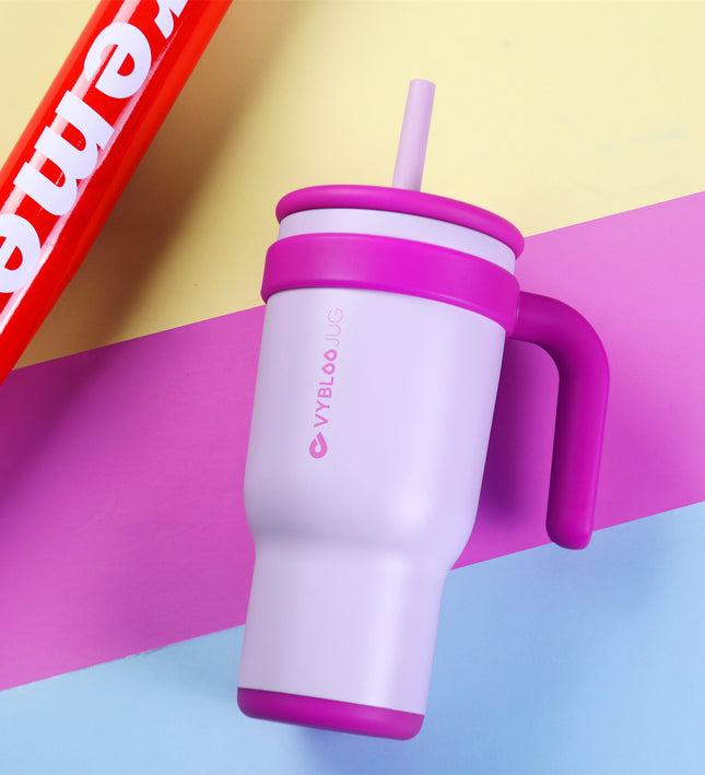 VyblooJug Vaso Acero Inoxidable Taza Para Auto Con Mango Bayas Flotantes