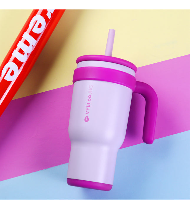 VyblooJug Bayas Flotantes Taza de Acero Inoxidable con Tapa y Asa Para uso en Vehículos