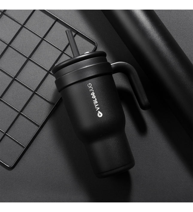 VyblooJug Fizz Sombrío Taza de Acero Inoxidable con Tapa y Asa Para uso en Vehículos