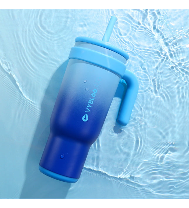 VyblooJug Fizz Azul Taza de Acero Inoxidable con Tapa y Asa Para uso en Vehículos