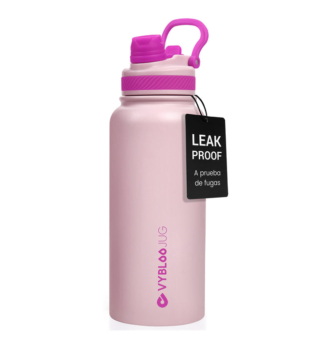 VyblooJug Cuarzo Rosa Vaso Termico con Doble Pico con Asa para Transportar