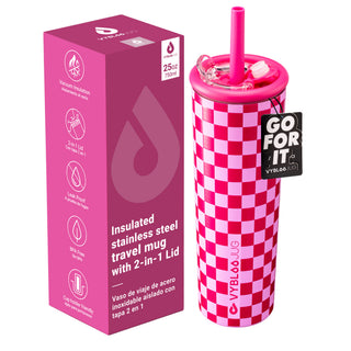 VyblooJug Ritmo Rosa Termos para Cafe con Doble Pico