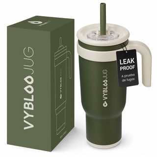 VyblooJug Lino Oliva Taza Térmica Para Auto | 40oz