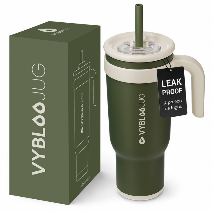 VyblooJug Lino Oliva Taza Térmica Para Auto | 40oz
