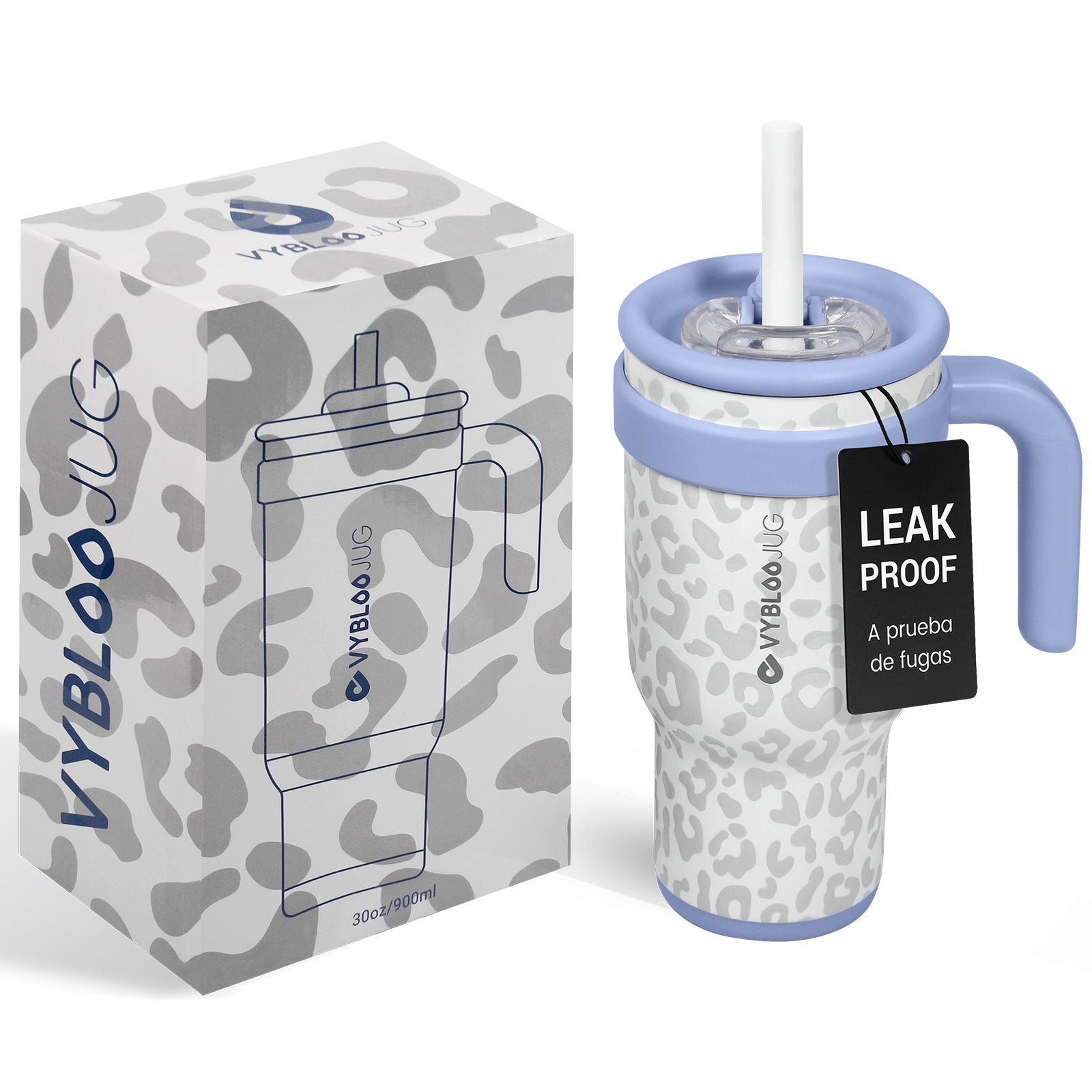 Leopardo Crema Taza Térmica Para Auto-Imagen del embalaje