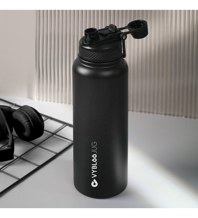 VyblooJug Obsidiana Vaso Termico con Doble Pico con Asa para Transportar
