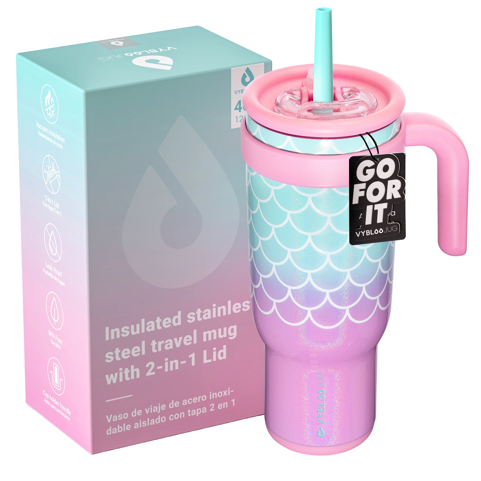 VyblooJug taza térmica 40oz con empaque de regalo y Go For It