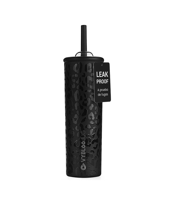 Serie Poder Leopardo Vaso Para Café Con Pitillo de 25 oz y Tapa de Doble Uso