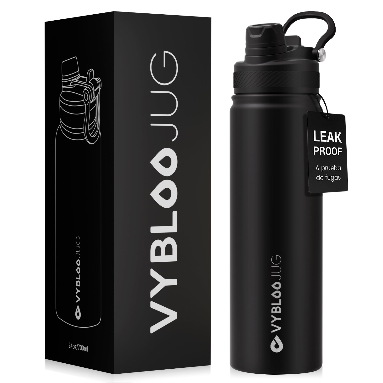 VyblooJug Obsidiana Vaso Térmico de Doble Boquilla  | 24oz