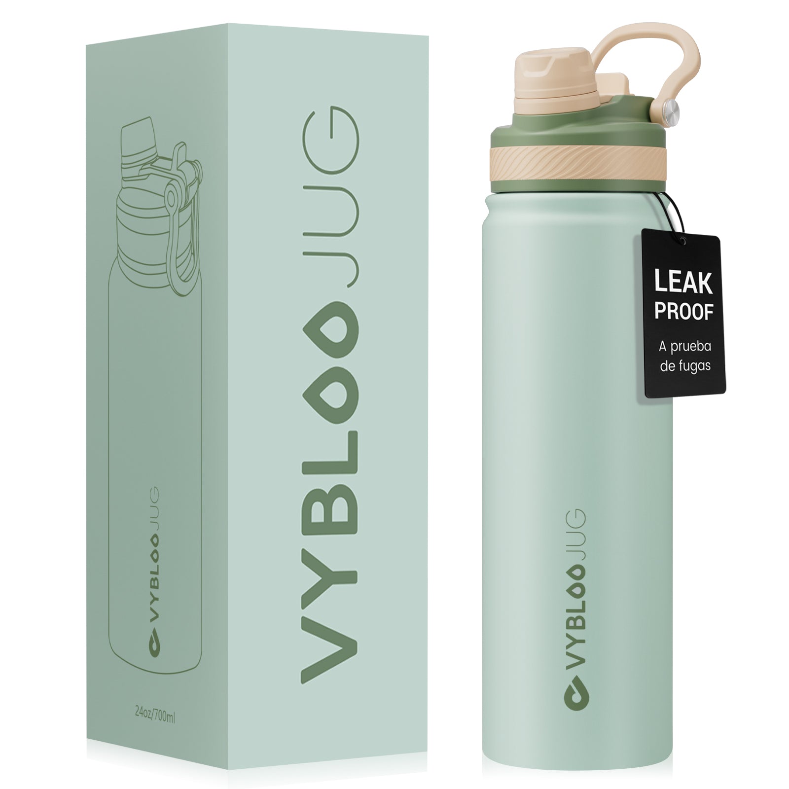 VyblooJug Mint Verde Vaso Térmico de Doble Boquilla | 24oz