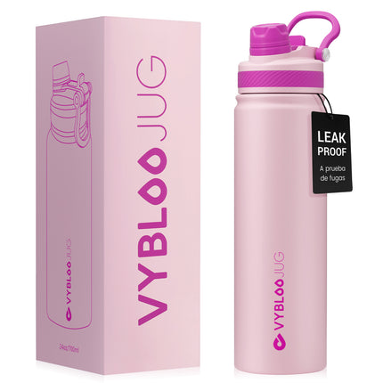 VyblooJug Cuarzo Rosa Vaso Térmico de Doble Boquilla  | 24oz