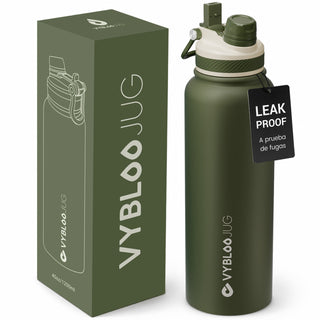 VyblooJug Lino Oliva Vaso Térmico de Doble Boquilla  |40oz