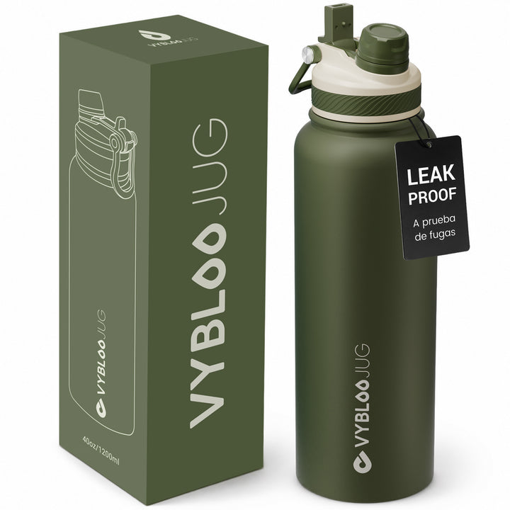 VyblooJug Lino Oliva Vaso Térmico de Doble Boquilla  |40oz
