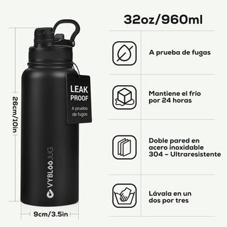 VyblooJug Obsidiana Vaso Térmico de Doble Boquilla | 32oz