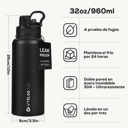 VyblooJug Obsidiana Vaso Térmico de Doble Boquilla | 32oz