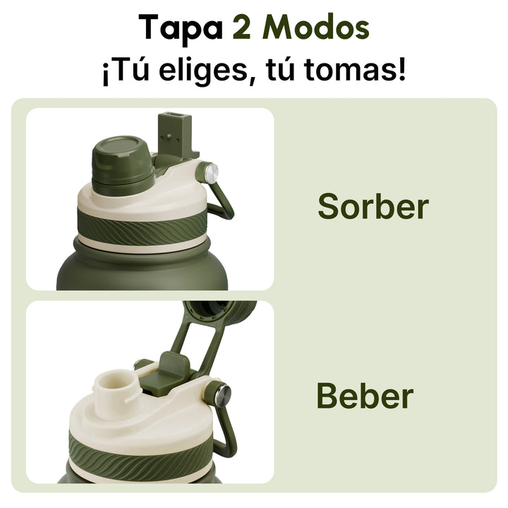 VyblooJug Lino Oliva Vaso Térmico de Doble Boquilla  |40oz