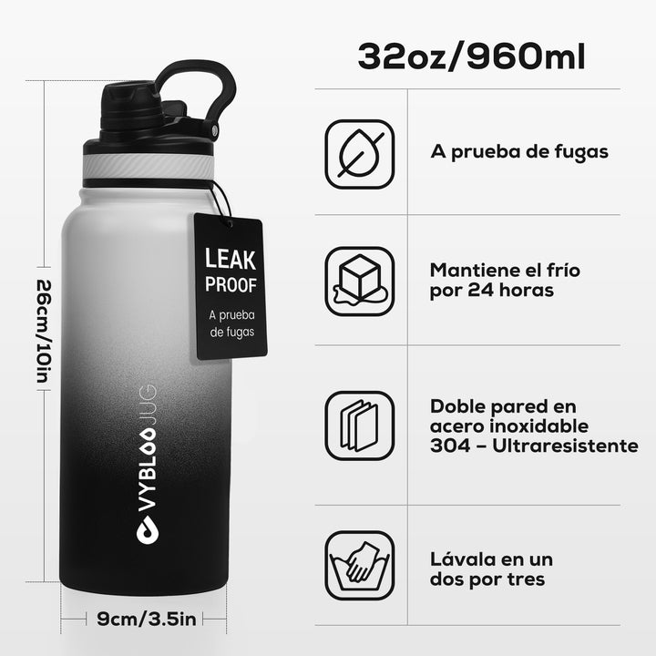 VyblooJug Xolo Vaso Térmico de Doble Boquilla | 32oz