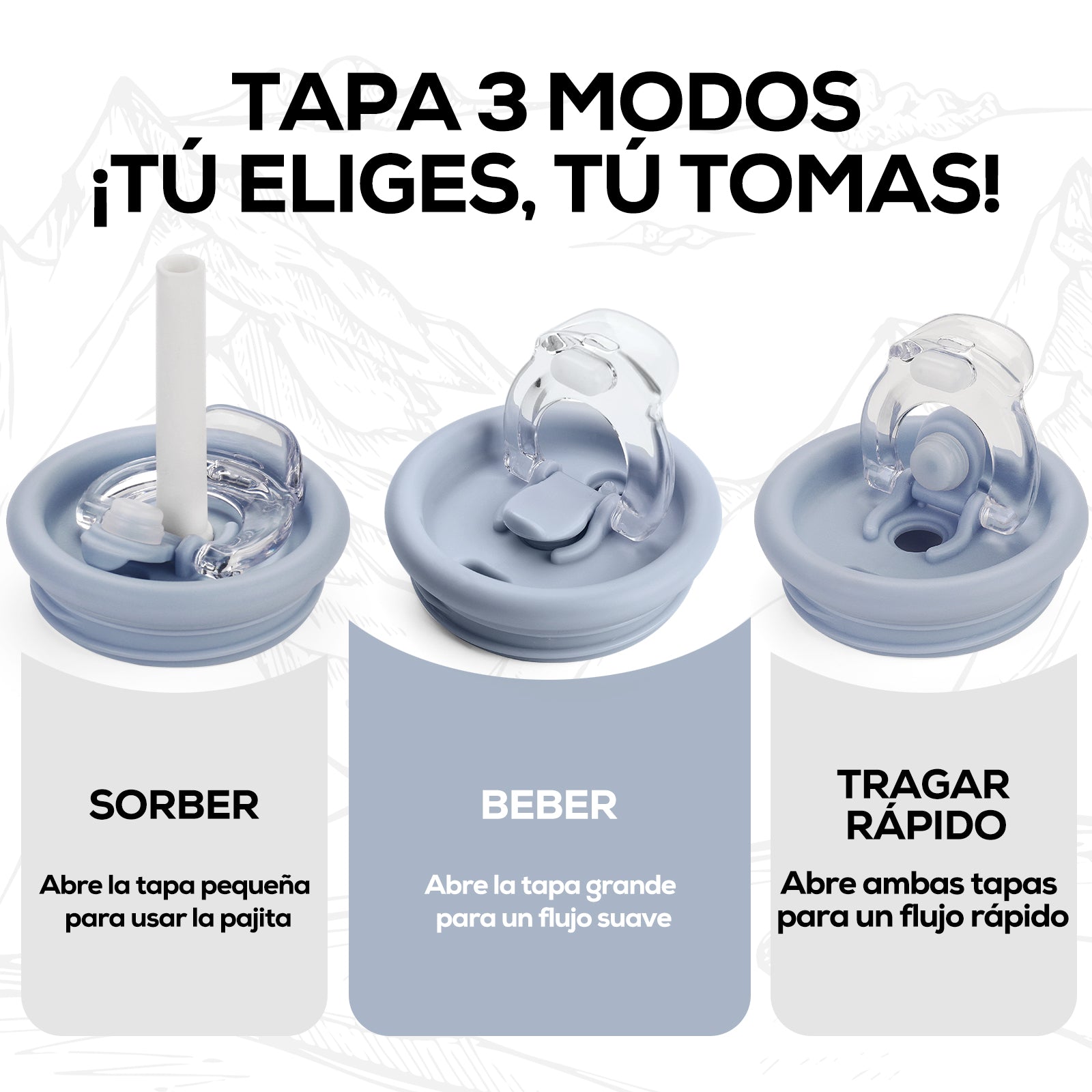 Nube Termos para Cafe con Doble Pico-Piezas desmontadas de la copa