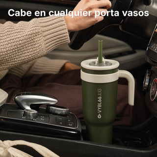 VyblooJug Lino Oliva Taza Térmica Para Auto | 40oz