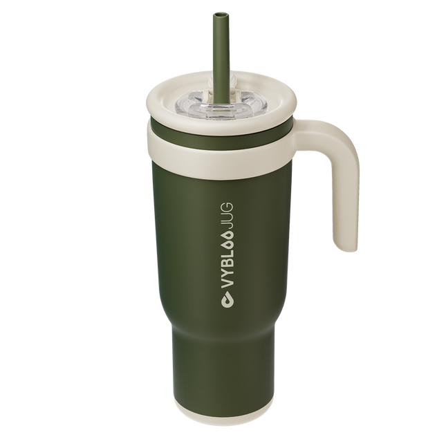 VyblooJug Lino Oliva Taza Térmica Para Auto | 40oz