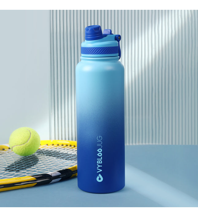 VYBLOOJUG Vaso Térmico con Doble Pared para Aventura Degradado en Azul
