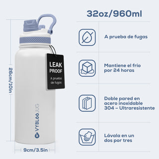 VyblooJug Perla Vaso Térmico de Doble Boquilla | 32oz