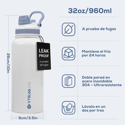 VyblooJug Perla Vaso Térmico de Doble Boquilla | 32oz