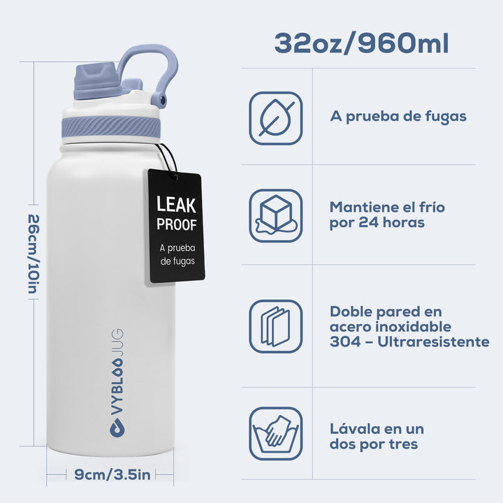 VyblooJug Perla Vaso Térmico de Doble Boquilla | 32oz