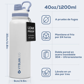 VyblooJug Perla Vaso Térmico de Doble Boquilla | 40oz