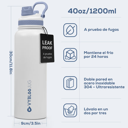VyblooJug Perla Vaso Térmico de Doble Boquilla | 40oz