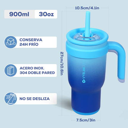 VyblooJug Fizz Azul Taza Térmica Para Auto | 30oz