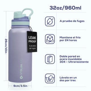 VyblooJug Amatista Vaso Térmico de Doble Boquilla | 32oz