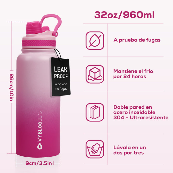 VyblooJug Quetzfuego Vaso Térmico de Doble Boquilla | 32oz