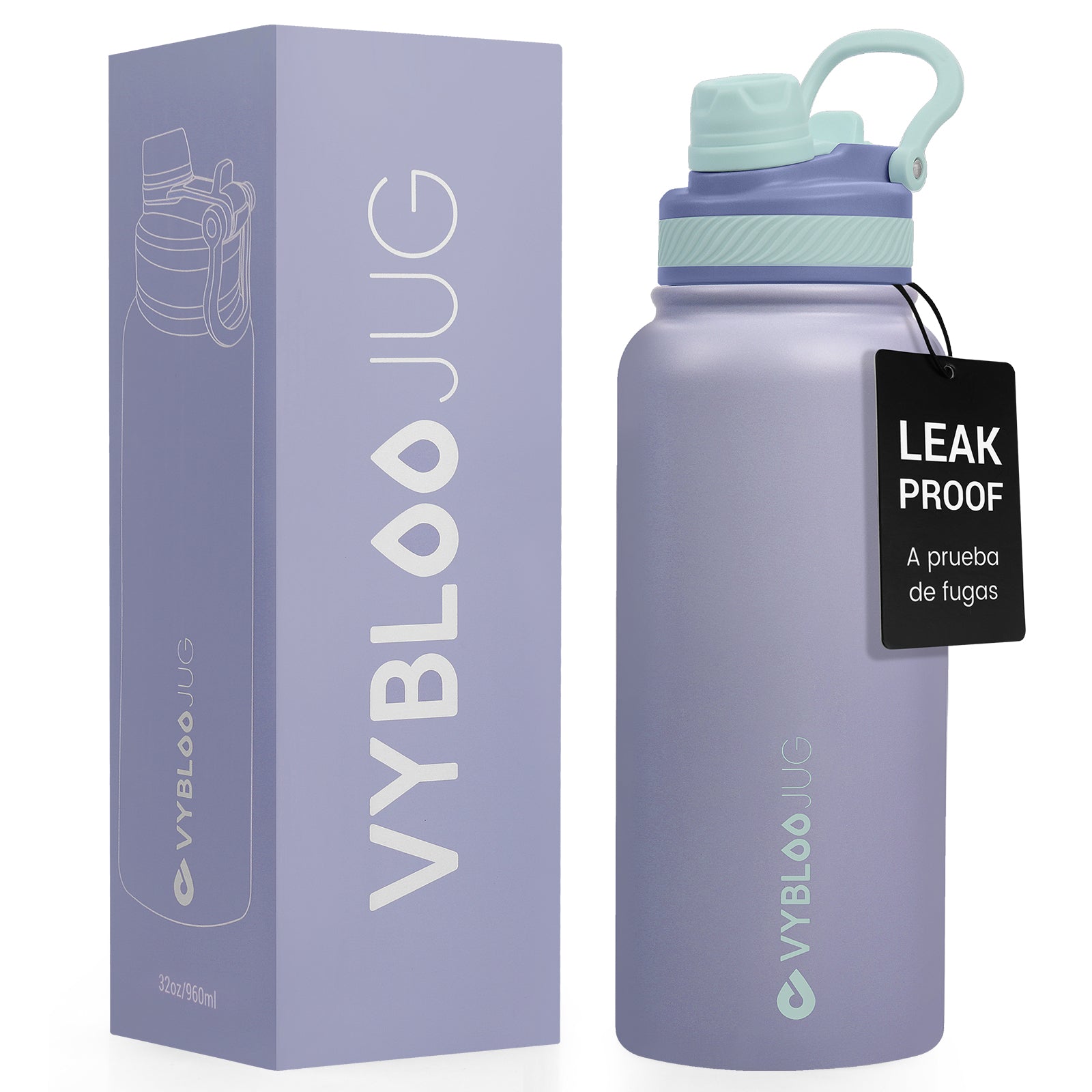 VYBLOOJUG Termo Grandes con Popote para Bebidas Frías/Calor Púrpura