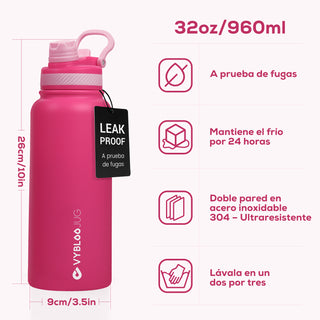 VyblooJug Rubí Vaso Térmico de Doble Boquilla | 32oz