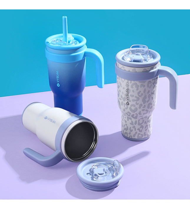 VyblooJug Leche Fría Taza de Acero Inoxidable con Tapa y Asa Para uso en Vehículos