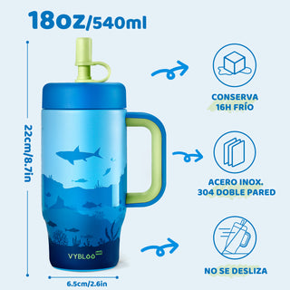 VyblooJug Mundo Submarino Termos para Agua Niños