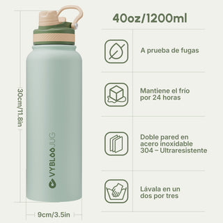 VyblooJug Mint Verde Vaso Térmico de Doble Boquilla | 40oz