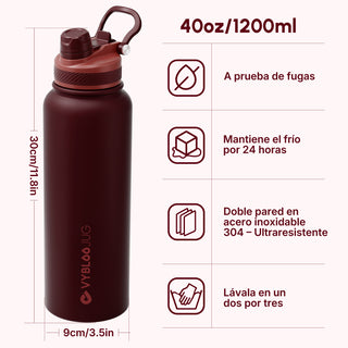 VyblooJug Terciopelo Tinto Vaso Térmico de Doble Boquilla |40oz