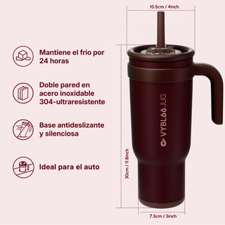 VyblooJug Terciopelo Tinto Taza Térmica Para Auto | 40oz