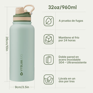 VyblooJug Mint Verde Vaso Térmico de Doble Boquilla | 32oz