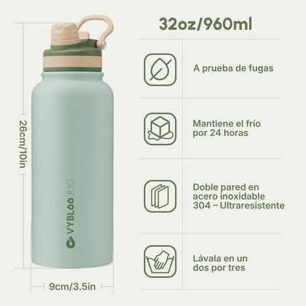 VyblooJug Mint Verde Vaso Térmico de Doble Boquilla | 32oz