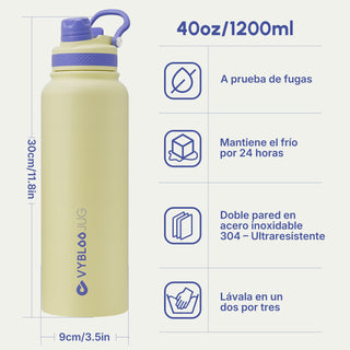 VyblooJug Sol Vivo Vaso Térmico de Doble Boquilla | 40oz