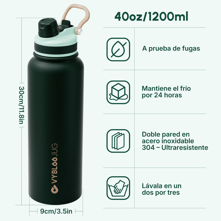 VyblooJug Caviar Salvia Vaso Térmico de Doble Boquilla  |40oz