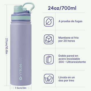 VyblooJug Amatista Vaso Térmico de Doble Boquilla   | 24oz